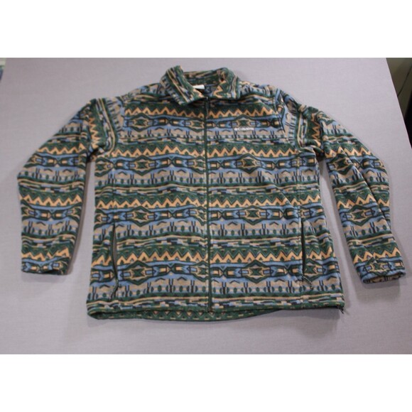 Columbia Steens Mountain Printed Fleece Jacket Beige Aztec Print Mens Full Zip L - Picture 1 of 10